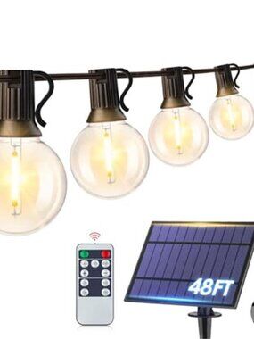 Solar String Lights Outdoor LED Patio Lights Waterproof Remote Timer USB